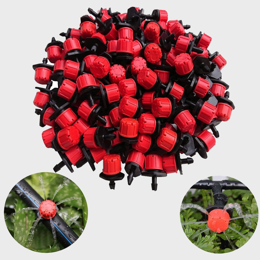 100 قطعه سقاية النباتات مع خاصية الاغلاق والفتح Adjustable Irrigation Dripper Sprinklers  أدوات حديقة