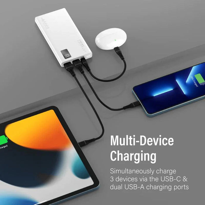 PROMATE Bolt-10Pro 10000mAh Compact Smart Charging Power Bank with Dual USB-A & USB-C Output  Compact Power Bank