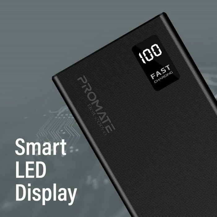 PROMATE Bolt-20Pro 20000mAh Compact Smart Charging Power Bank with Dual USB-A & USB-C Output  Compact Power Bank