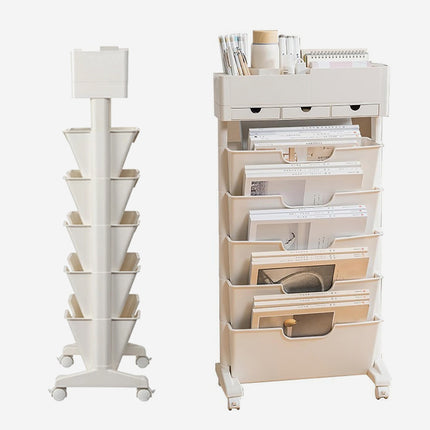 خزانة كتب وقرطاسية بعجلات و 5 أرفف Rotatable Bookcase With Wheels