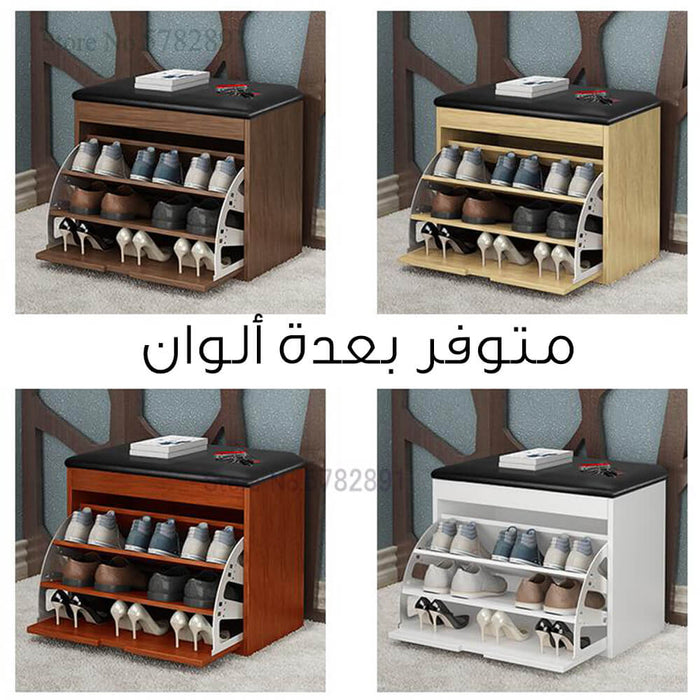 خزانة أحذية خشبية مع مقعد modern shoe rack with seat  أدوات منزلية