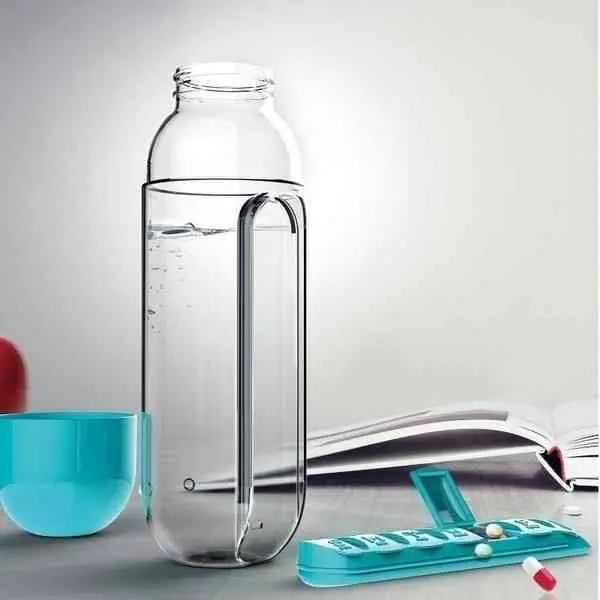 مطرة مع منظم أدوية Portable Pill box Water bottle -  