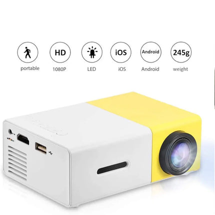 جهاز بروجيكتور محمول يعمل على الشحن/الكهرباء LED Portable Mini Projector Full HD 1080P  الكترونيات