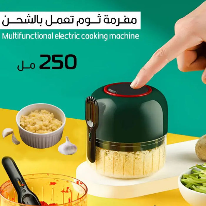 مفرمة ثوم تعمل بالشحن مع ملعقة 250 مل Multifunctional Electric Cooking Machine Garlic -  