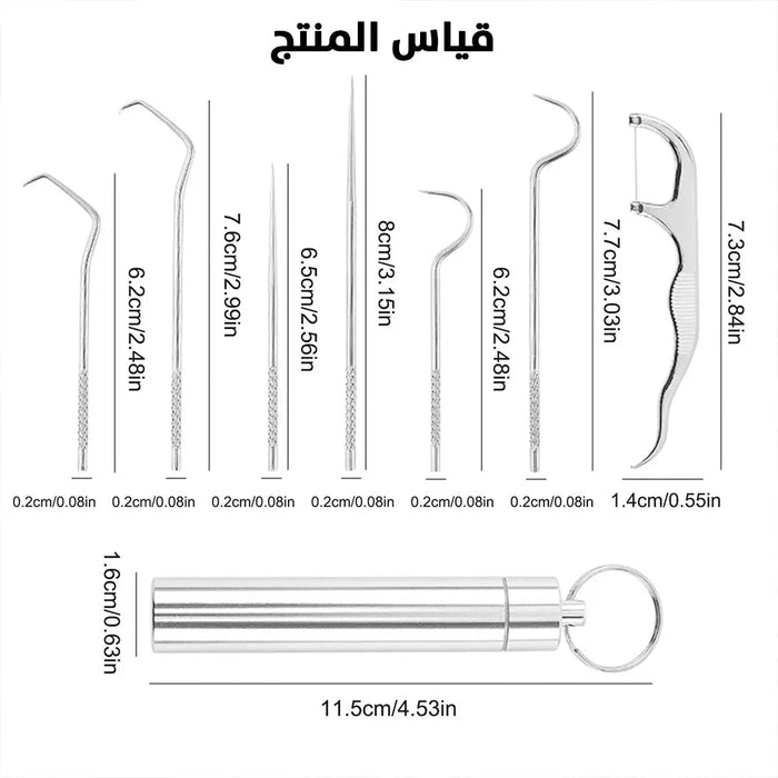 مجموعة أدوات ستانليس لتنظيف الأسنان Toothpick set stainless steel dental -  