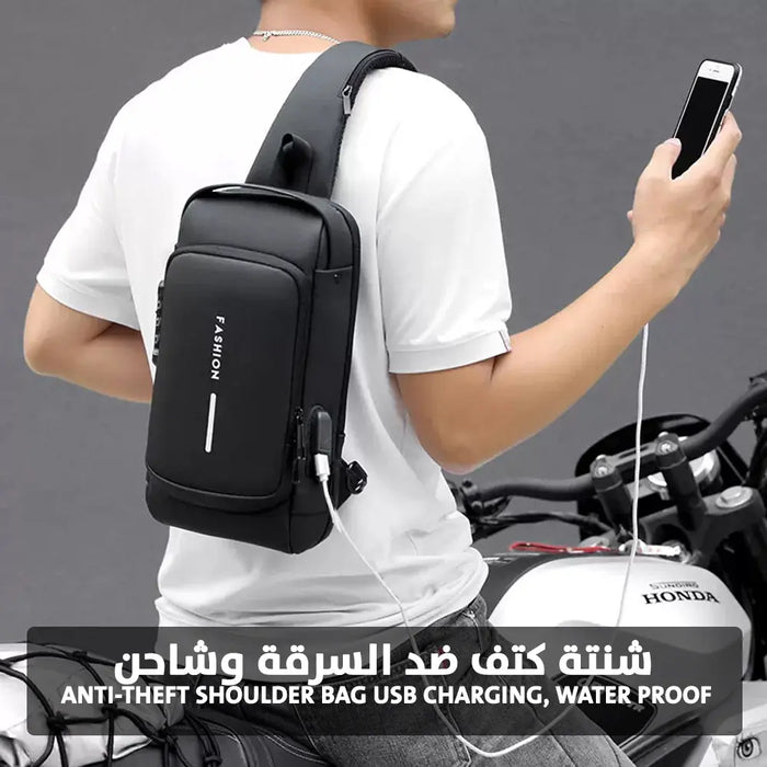 شنتة كتف ضد السرقة وواجهة شاحن Anti-Theft Shoulder Bag USB Charging, Water Proof -  