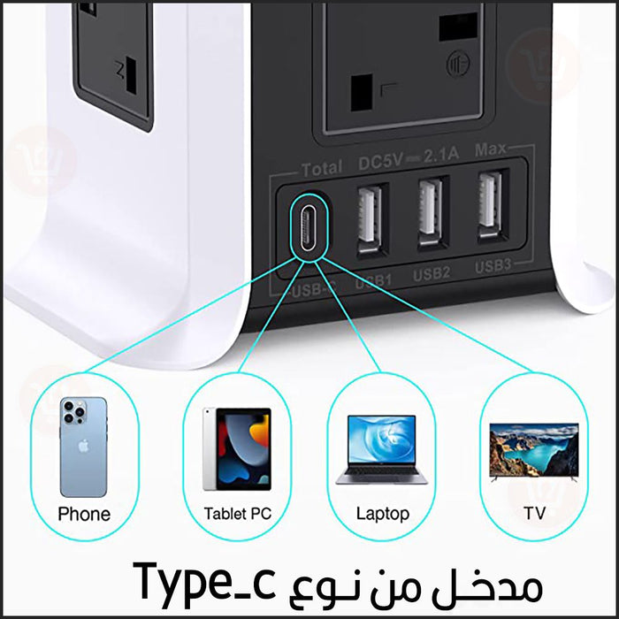 وصلة كهربائية بـ8 مقابس و Vertical Multi -Socket Usb4  الكترونيات