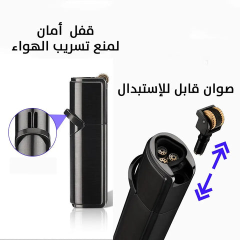 ولاعة غاز (قداحه) معدنية بثلاث شعلات Metal Gas Flint Lighter Three Burner