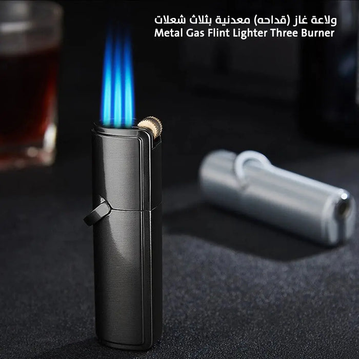 ولاعة غاز (قداحه) معدنية بثلاث شعلات Metal Gas Flint Lighter Three Burner -  