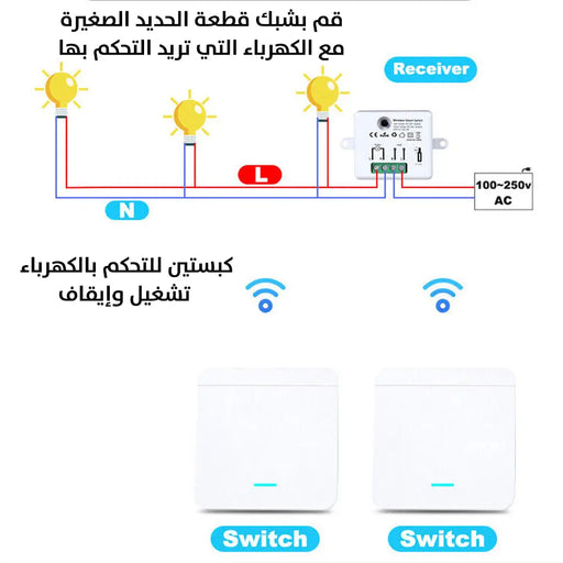 كبسة تحكم للكهرباء عدد 2 Intelligent Cabling Free Dual Control Switch -  