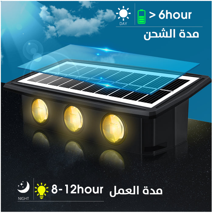 كشاف إضاءة جدراية يعمل بالطاقة الشمسية (لون صحراوي) 6LED Warm Light Solar Wall Lamp  مستلزمات إضاءة