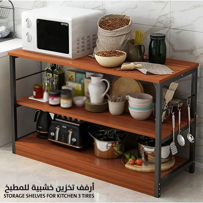 أرفف تخزين خشبية للمطبخ Storage Shelves For Kitchen 3 Tires -  