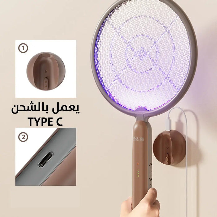 مضرب قاتل للناموس شحن وبقاعدتين حائط وطاوله Electric Mosquito Swatter -  