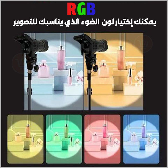 إضاءة ملونة للتصوير مع ريموت FSD-168 RGB Spotlight  مستلزمات إضاءة