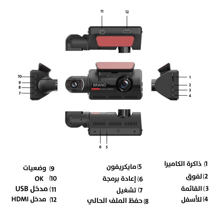 كاميرا سيارة امامية عدسة مزدوجة 1080HD Dual lens front car camera A68  مستلزمات واكسسوارات السيارة