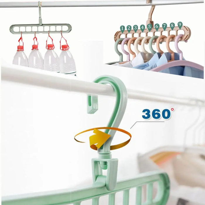 علاقة ملابس موفرة للمساحة تحتوي على 9 فتحات (قطعة واحدة) Space Saving Clothes Hanger With 9 Holes -  