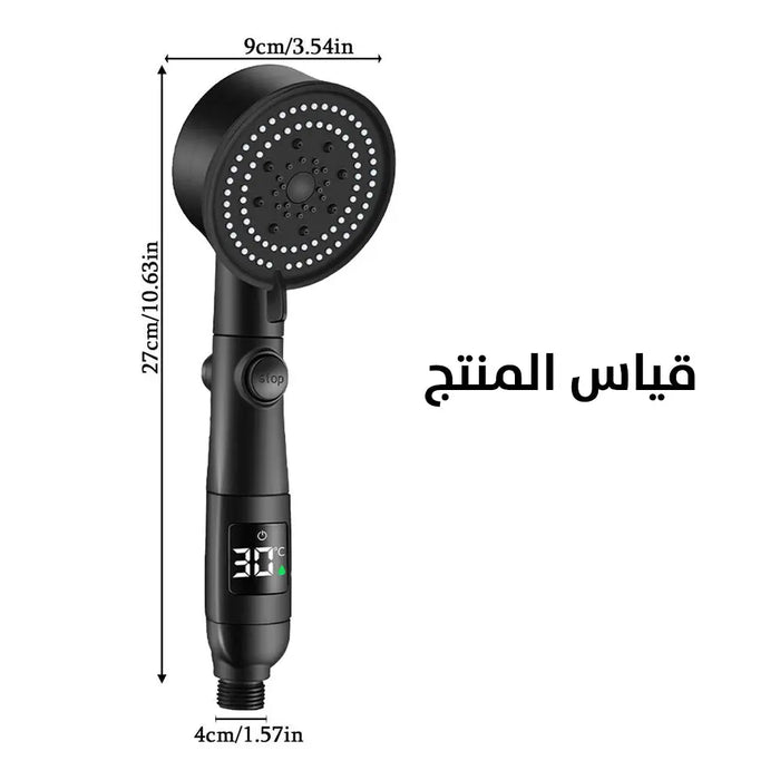 رأس دش عالي الضغط بشاشة LCD لعرض درجة الحرارة Water Saving Shower Head With Temperature Display -  