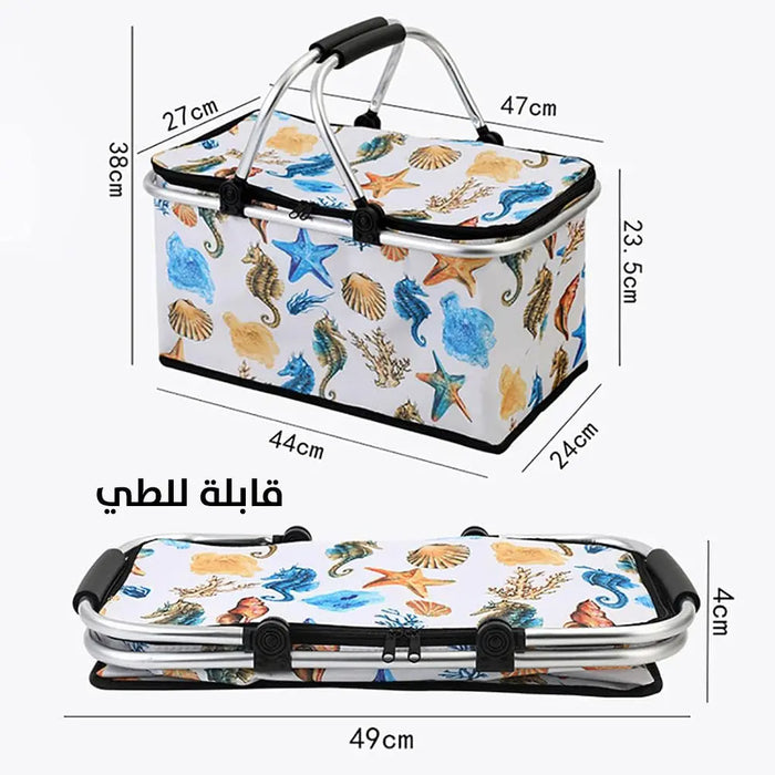 سلة رحلات لحفظ الطعام والشراب Lunch Bag Double Handle Foldable For Picnic -  