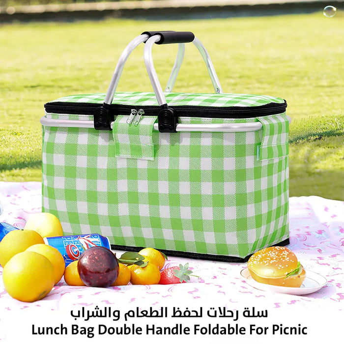 سلة رحلات لحفظ الطعام والشراب Lunch Bag Double Handle Foldable For Picnic -  