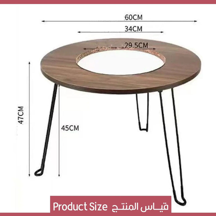 طاوله خشبية بمنقل شواء Wooden Barbecue Table -  حديقة ورحلات