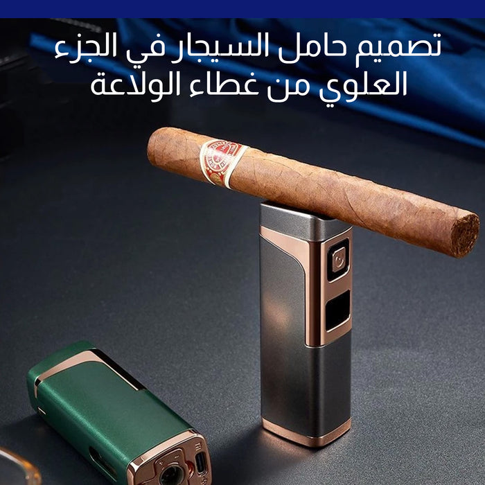 ولاعة بوتان قابلة لإعادة التعبئة مقاومة للرياح Metal Cigar Lighter Jet Flame  ولاعة بوتان