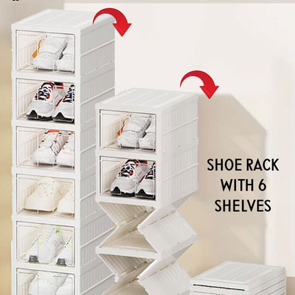 خزانة أحذية مع 6 رفوف قابلة للطي Shoe Rack With 6 Shelves 