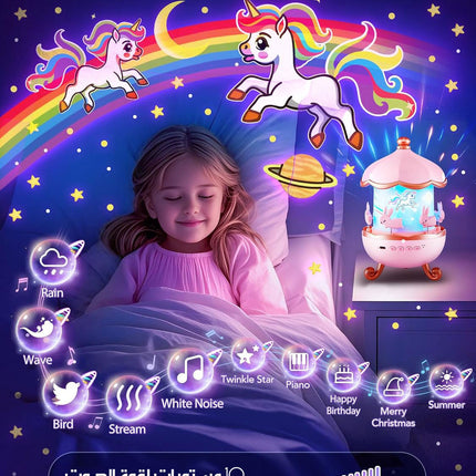 بروحكتر برسومات جدارية مضيئة ملونة للاولاد و البنات Rotating Cabin Projector Lamp