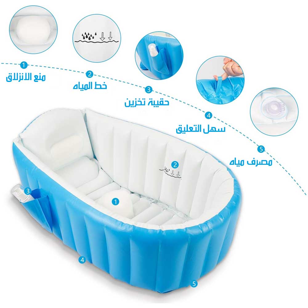 حوض استحمام هوائي للأطفال قابل للنفخ ومحمول مع مضخة هواء Inflatable And Portable Baby Bathtub With Air Pump