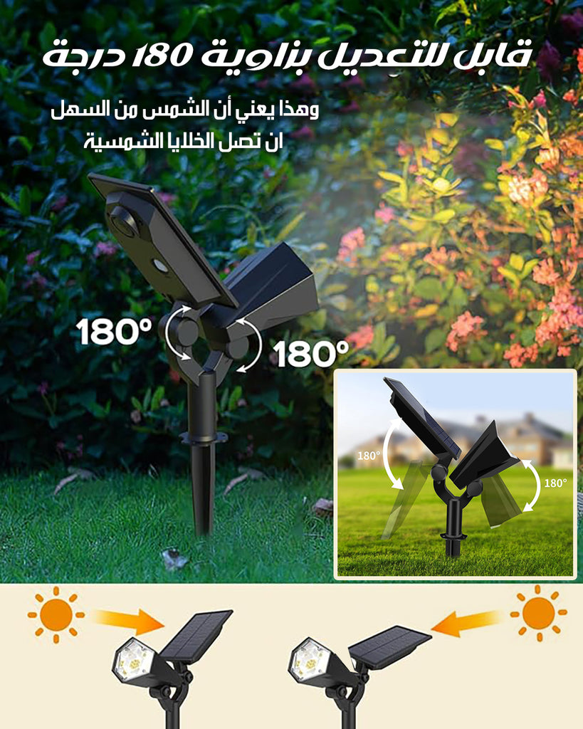 قطعتان من كشاف شمسي خارجي قابل للتعليق او الغرز JACKYLED SOLAR SPOTLIGHT With 4 Lighting Modes
