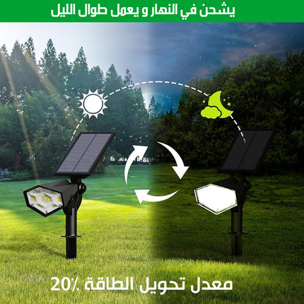 قطعتان من كشاف شمسي خارجي قابل للتعليق او الغرز JACKYLED SOLAR SPOTLIGHT With 4 Lighting Modes