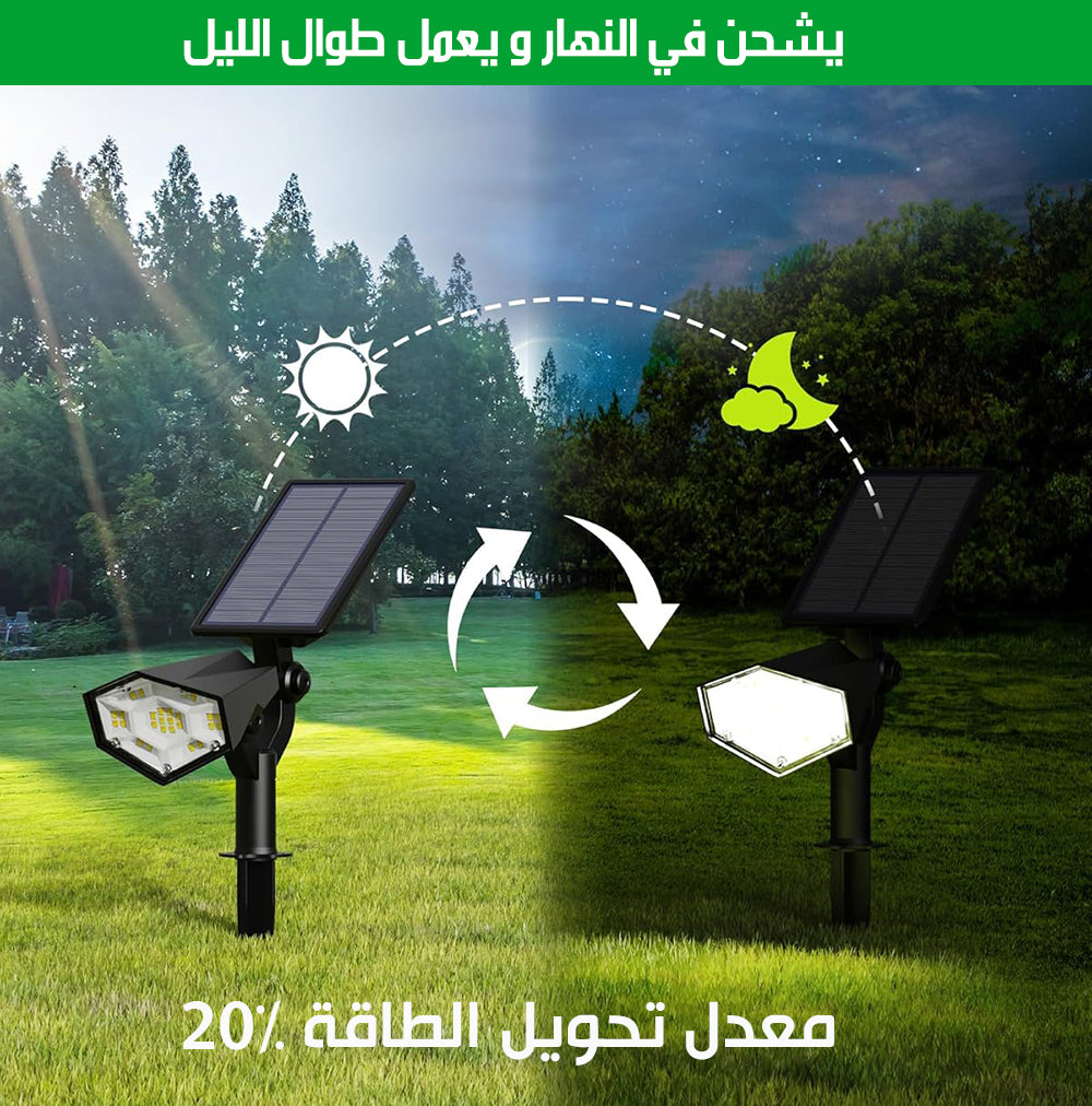 قطعتان من كشاف شمسي خارجي قابل للتعليق او الغرز JACKYLED SOLAR SPOTLIGHT With 4 Lighting Modes