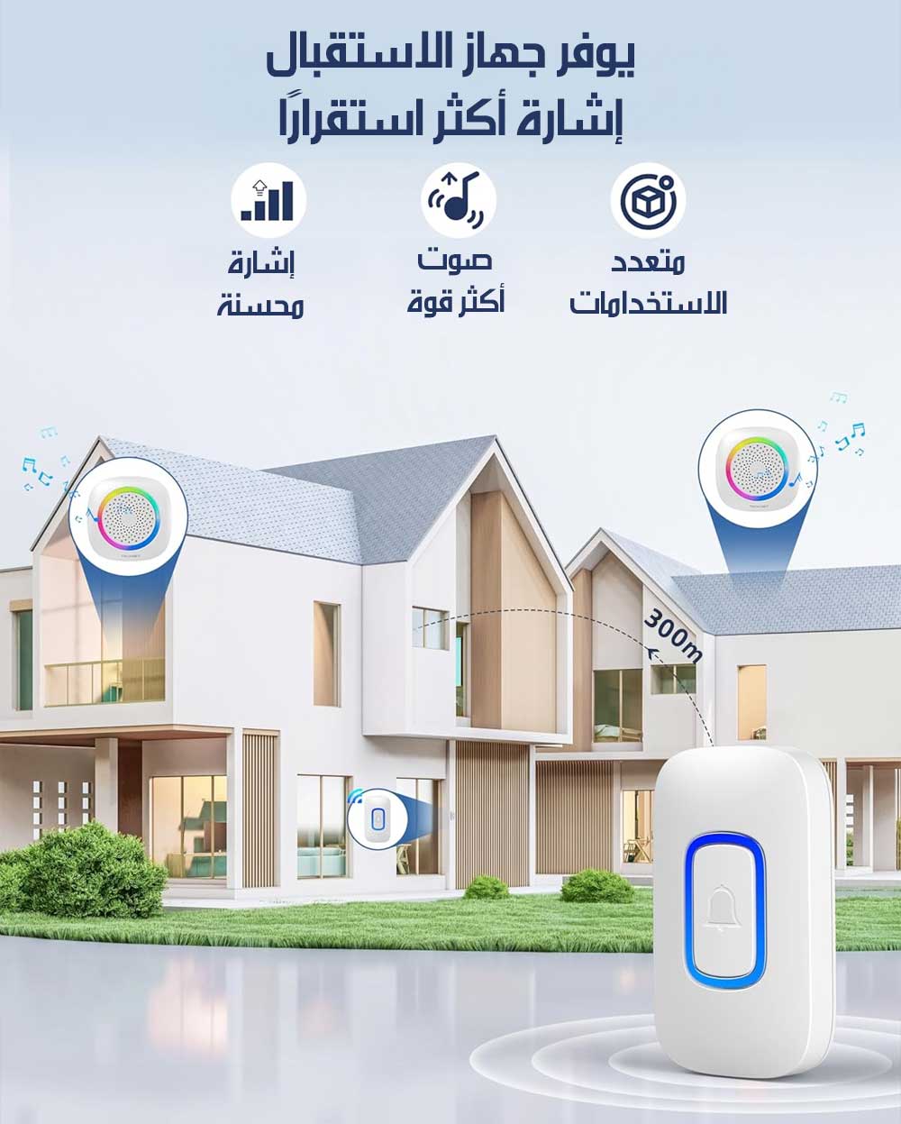 جـرس بـاب لاسلكـي مقـاوم للمـاء Wireless Doorbell Kit RL-3895