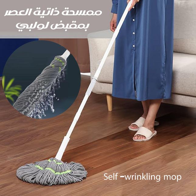 ممسحة ذاتية العصر بمقبض لولبي Self-wrinkling Mop