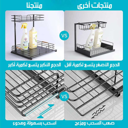 رف مزدوج قابل للسحب لتنظيم المطبخ Double Pull-Out Mesh Rack