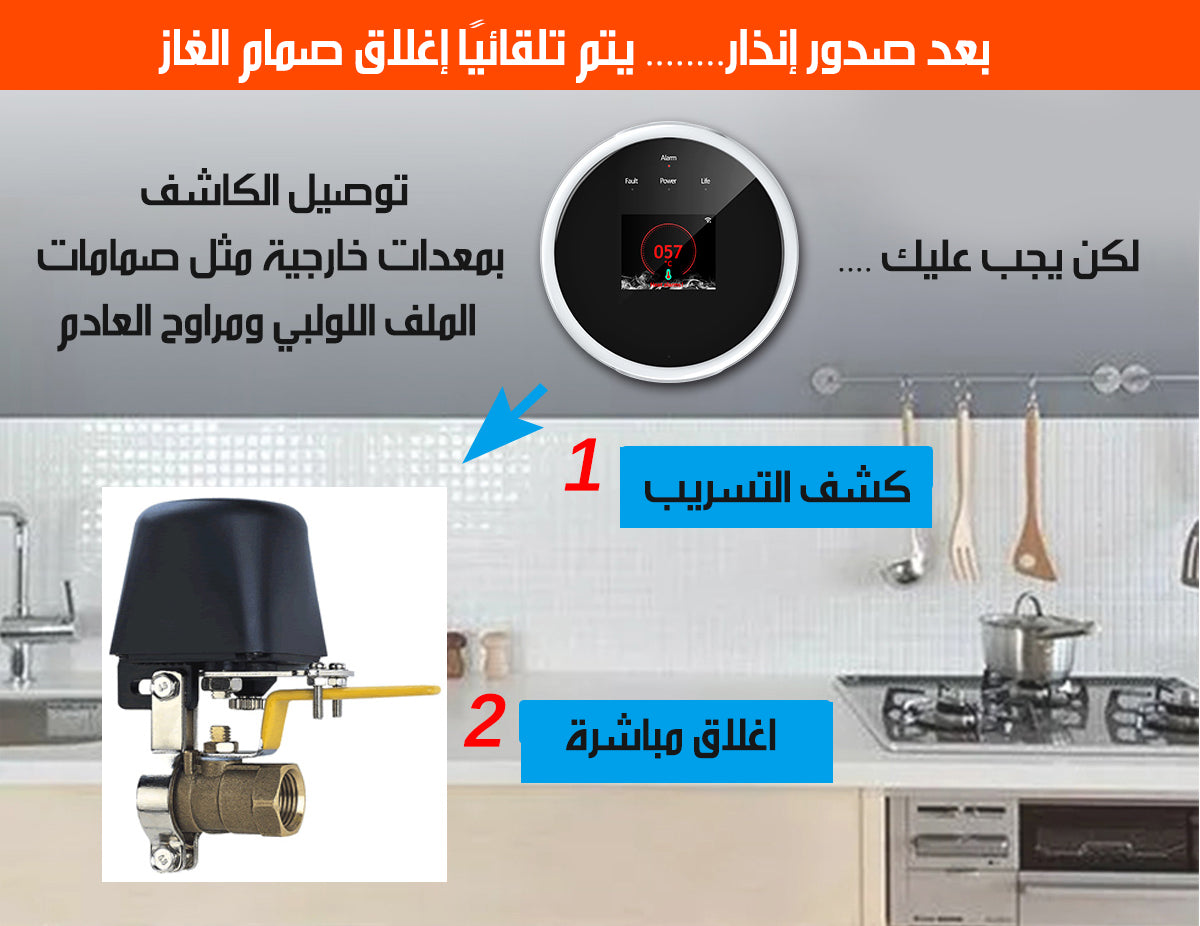 جهاز استشعار و إنذار لتسرب الغاز Wi-Fi Gas Leak Detector