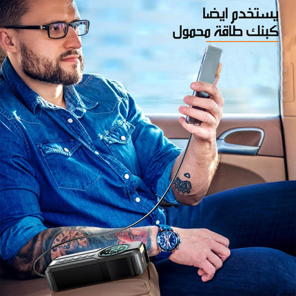 منفاخ للإطارات وباور بانك ببطارية 10400A Tire Inflator Power Bank