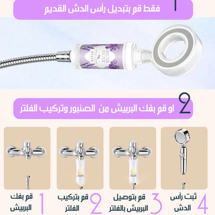 فلتر مياه الاستحمام مع رأس دش بفيتامين سي و روائح عطرة Polypropylene Filter Shower Head