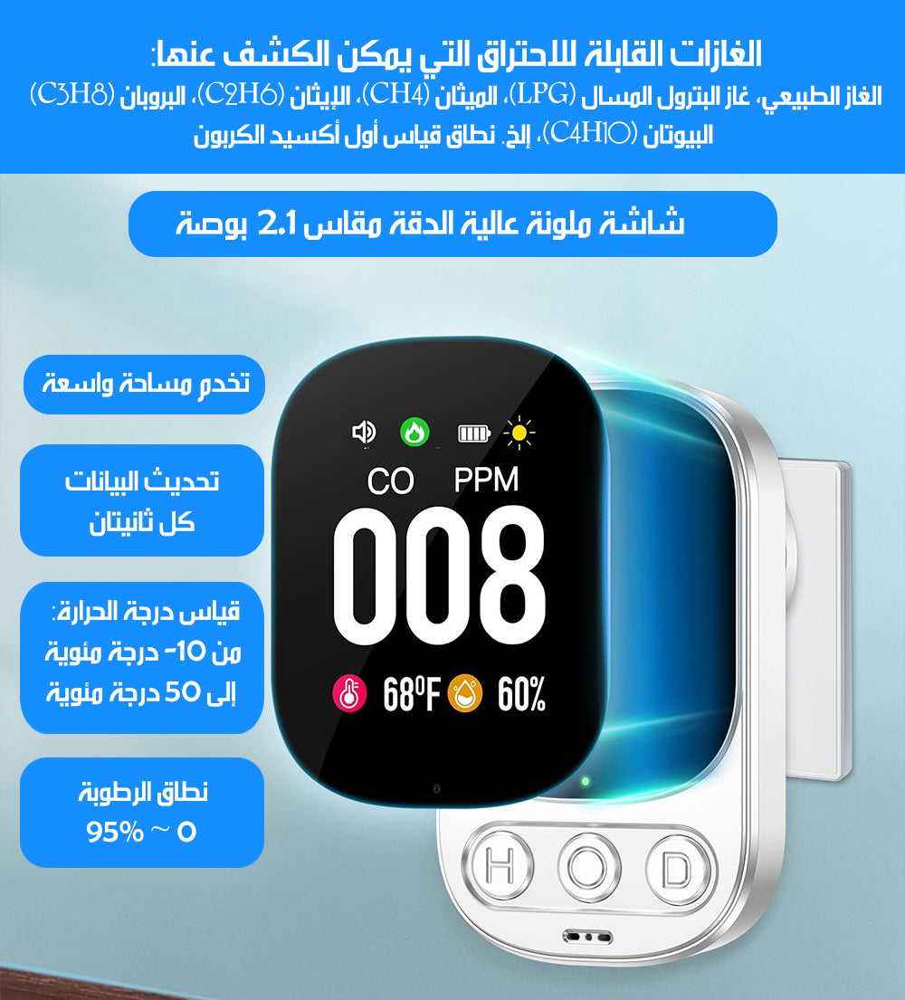 جهاز إنذار لتسرب الغاز وأول أكسيد الكربون Gas & Carbon Monoxide Alarm