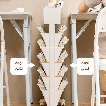 خزانة كتب وقرطاسية بعجلات و 5 أرفف Rotatable Bookcase With Wheels