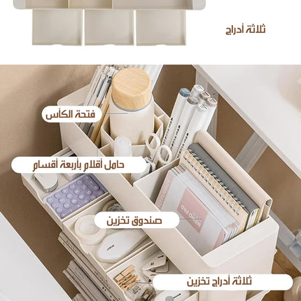 خزانة كتب وقرطاسية بعجلات و 5 أرفف Rotatable Bookcase With Wheels
