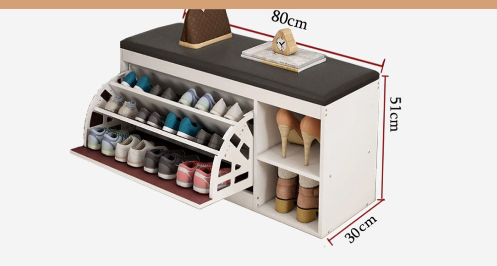 خزانة أحذية خشبية ثلاثة ارفف مع مقعد Shoe Bench With Storage