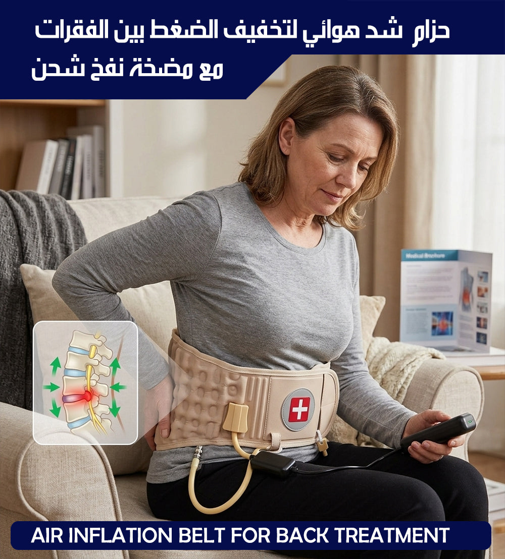 حزام شد هوائي لتخفيف الضغط بين الفقرات مع مضخة نفخ شحن Air Inflation Belt For Back Treatment