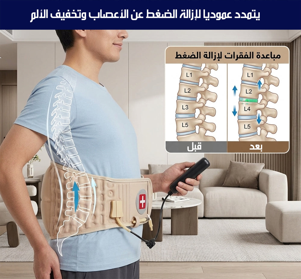 حزام شد هوائي لتخفيف الضغط بين الفقرات مع مضخة نفخ شحن Air Inflation Belt For Back Treatment