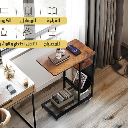 طاولة جانبية منزلقة بوصلة شحن ومقبسينTABLE WITH POWER STRIP