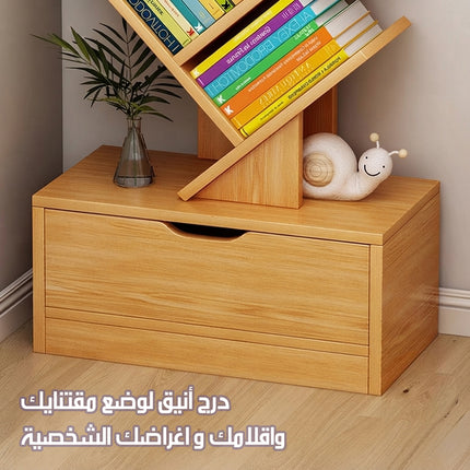أرفف كتب خشبية مع درج Wooden Bookshelves
