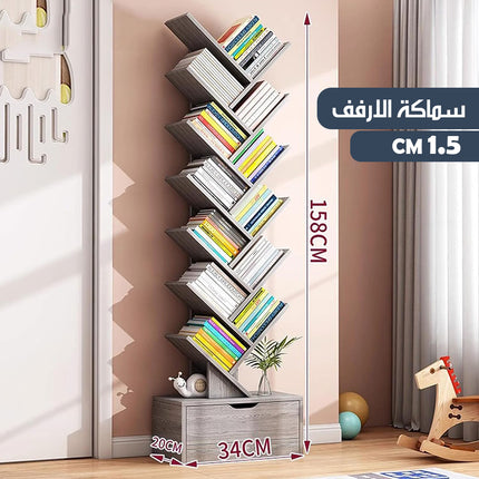 أرفف كتب خشبية مع درج Wooden Bookshelves