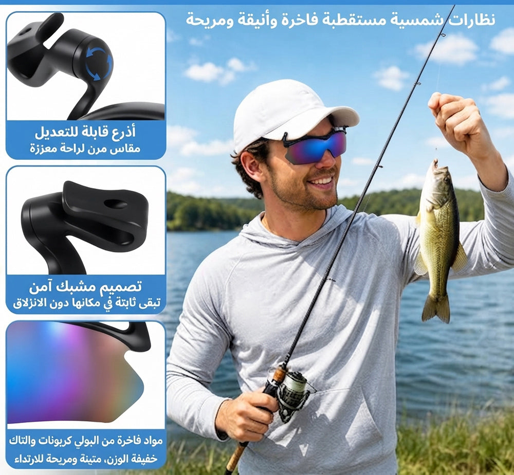 نظارات شمسية رياضية مزودة بمشبك للقبعة
