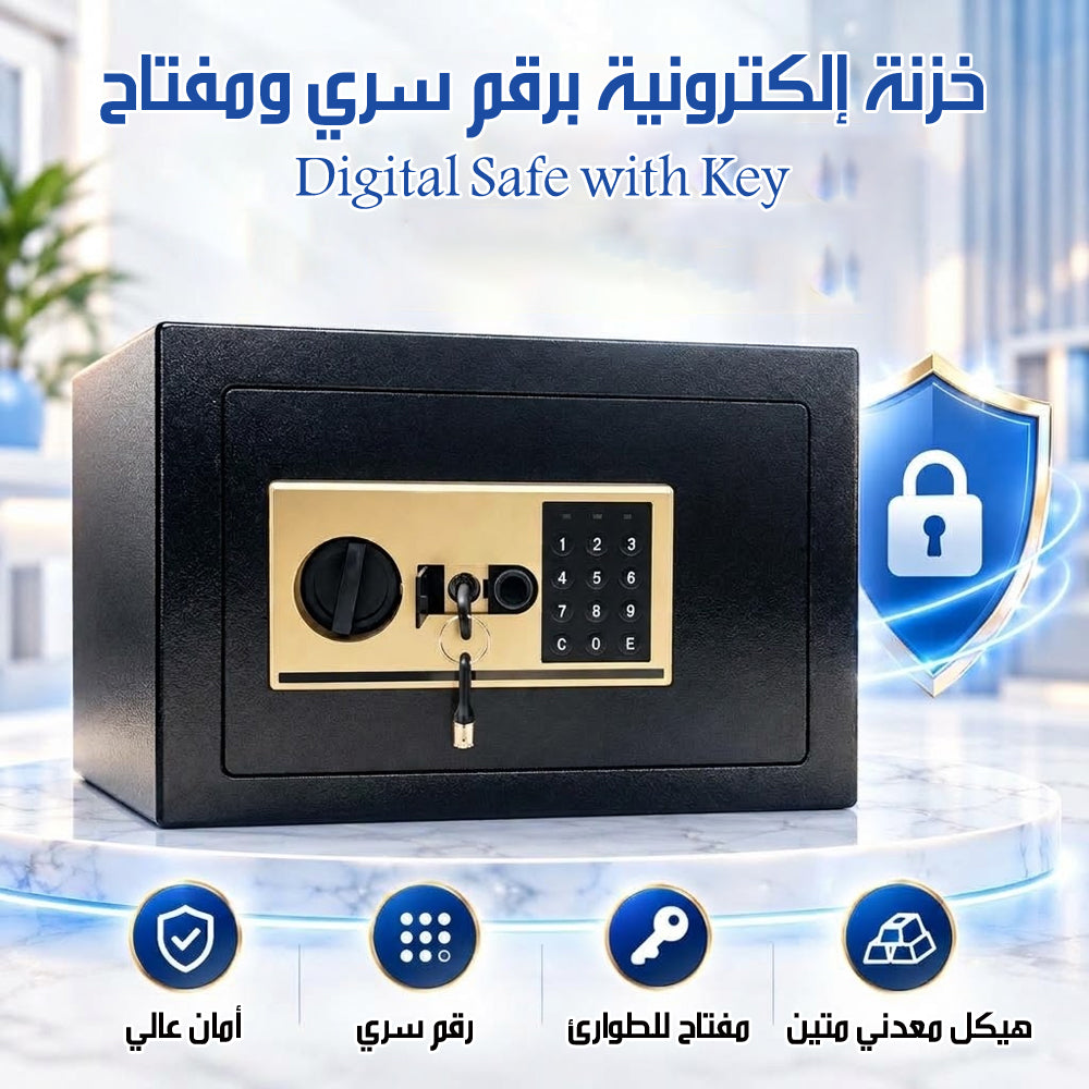 خزنة إلكترونية برقم سري ومفتاح Digital Safe with Key