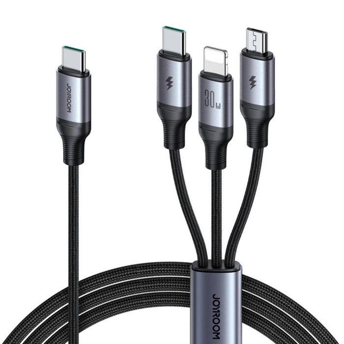 JOYROOM A21-1T3 30W 3-in-1 Fast Charging Cable (Type-C to L+C+M) 1.2m  JOYROOM A21-1T3 30W 3-in-1 Fast Charging Cable (Type-C to L+C+M) 1.2m