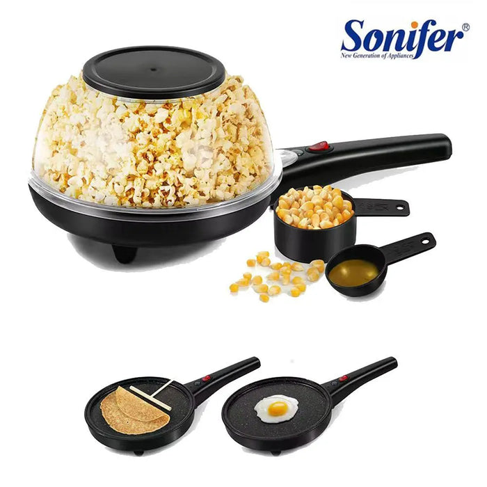 ماكينة صنع البوشار والبان كيك ومقلاة بيض Popcorn Maker 3 In 1 SONIFER SF-3046 -  